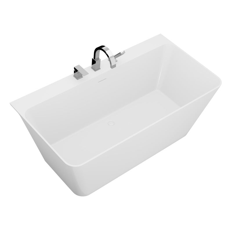 FT-AZ114-6773CH - Vault Series 67 in. x 32 in. Flat Bottom Acrylic Freestanding Soaking Bathtub with Center Drain and Faucet in White