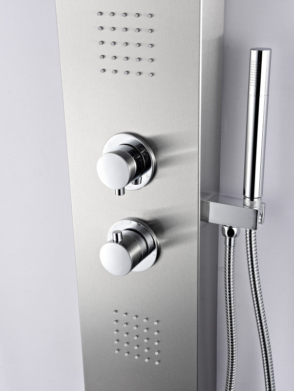 Anchorage 51 in. Full Body Shower Panel with Heavy Rain Shower and Spray Wand in Brushed Steel