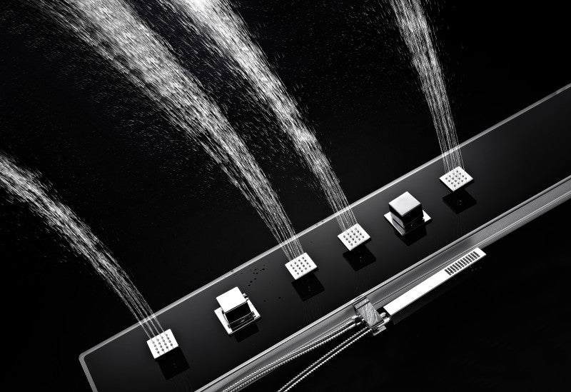 Llano Series 60 in. Full Body Shower Panel System with Heavy Rain Shower and Spray Wand in Black