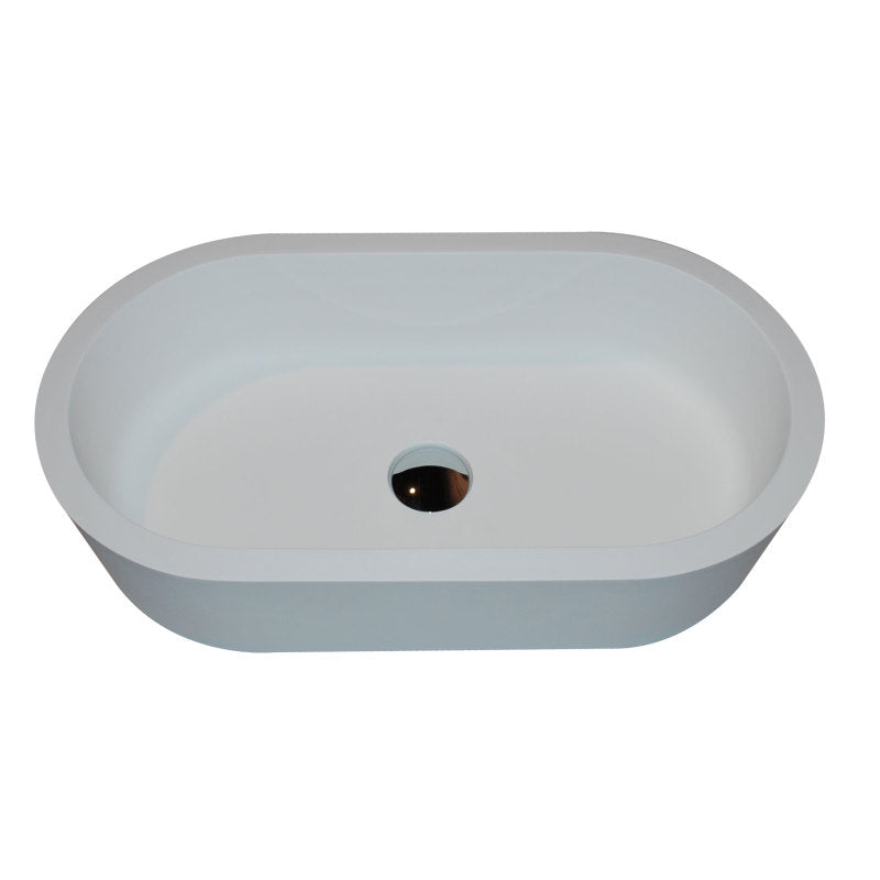 Vaine Series 23 in. L x 13 in. W Man Made Oval Solid Surface Freestanding Bathroom Vessel Sink in Matte White Stone
