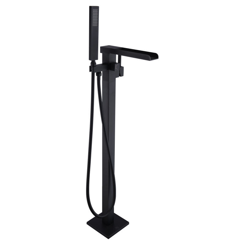 Union 2-Handle Claw Foot Tub Faucet with Hand Shower in Matte Black