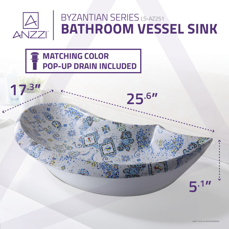 Byzantian Series Ceramic Vessel Sink in Byzantine Mosaic Finish