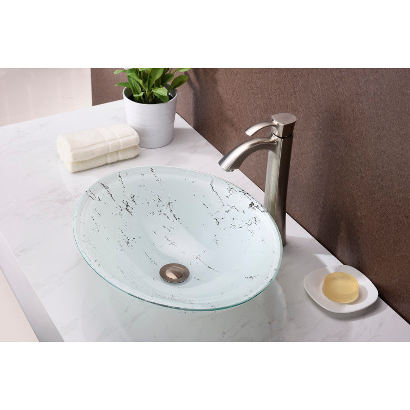 Marbela Series Vessel Sink in Marbled White