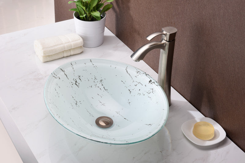 Lepea Series Vessel Sink in Marbled White