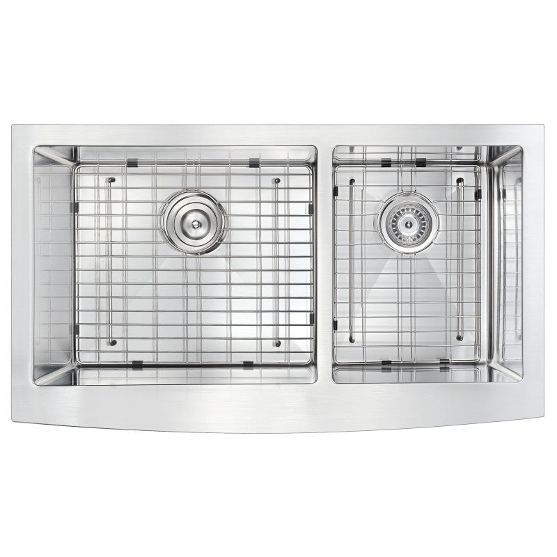Elysian Farmhouse 36 in. Double Bowl Kitchen Sink with Accent Faucet