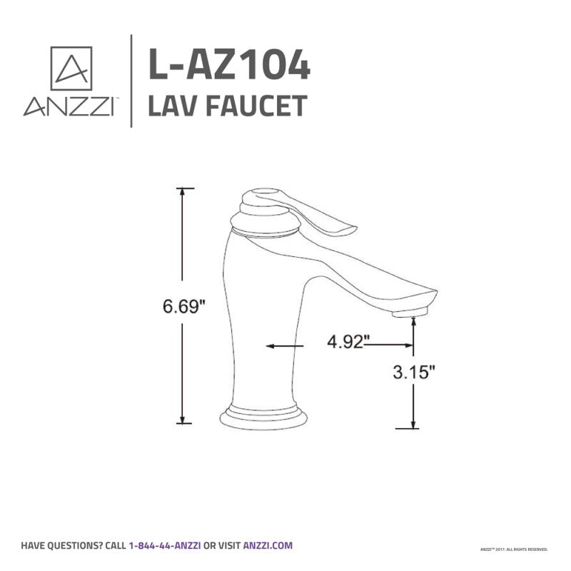 Anfore Single Hole Single Handle Bathroom Faucet in Brushed Nickel