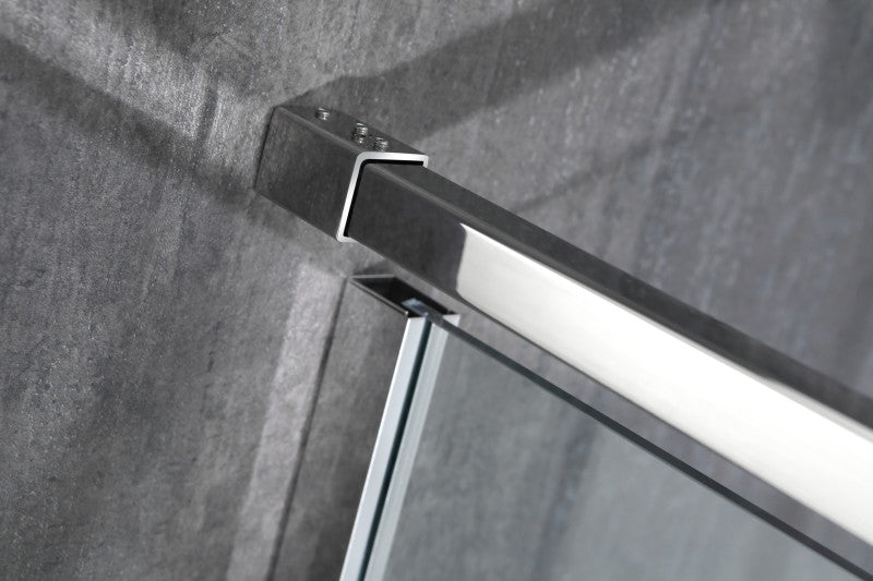 Emperor Series Right Side 55.11 in. x 78.74 in. Semi-Frameless Hinged Shower Door in Chrome with Handle