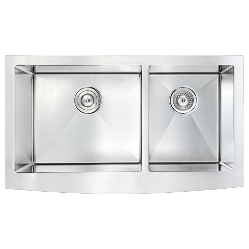 Elysian Farmhouse 36 in. Double Bowl Kitchen Sink with Accent Faucet