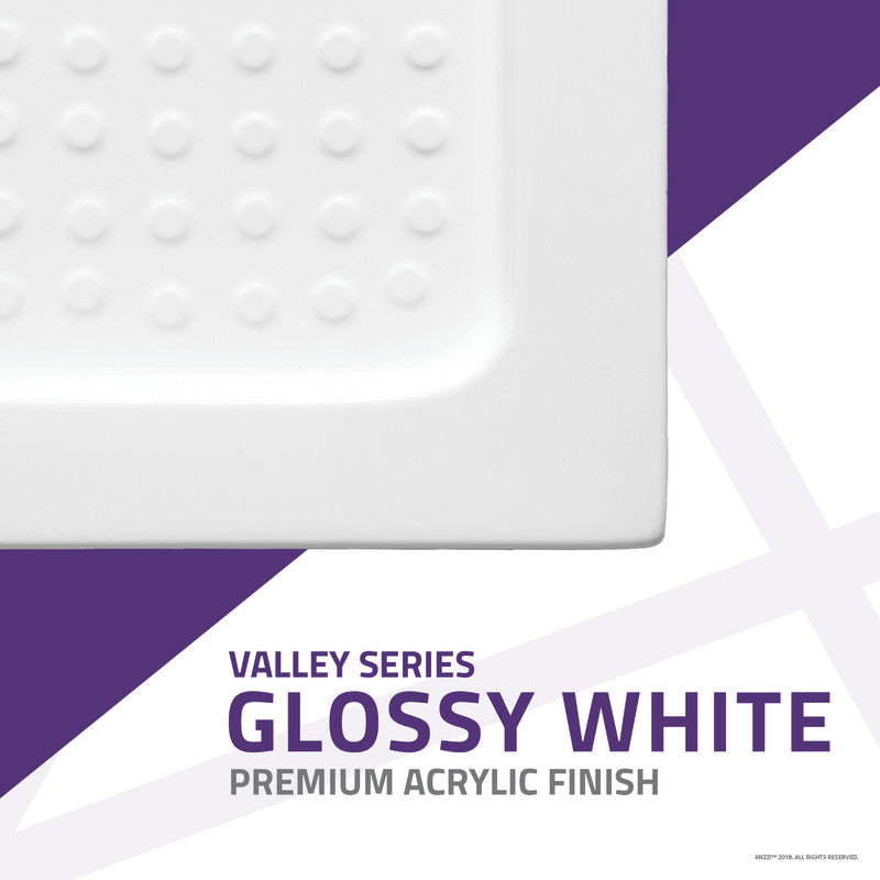 Valley Base Series 38 in. L x 38 in. W Corner Shower Shower Pan Base with Center Drain in Glossy White Marine Acrylic