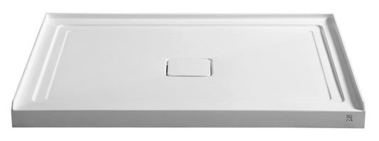 Fissure Base Series 48 in. L x 36 in. W Alcove Shower Shower Pan Base with Center Drain in Glossy White Marine Acrylic