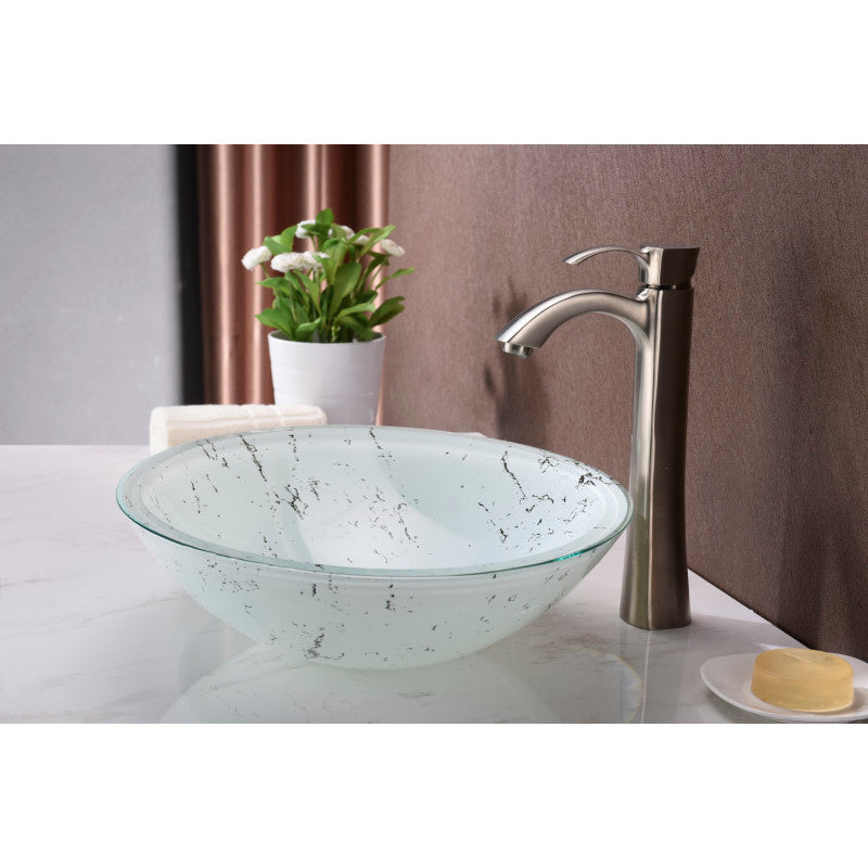 Marbela Series Vessel Sink in Marbled White
