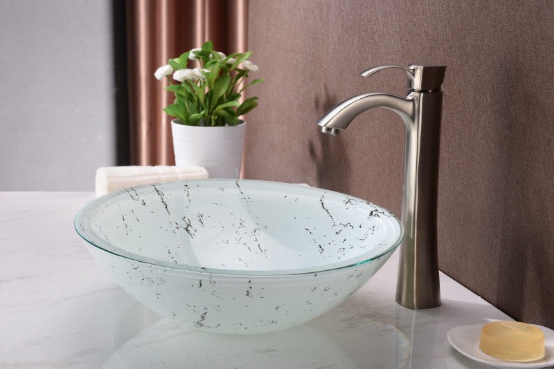 Lepea Series Vessel Sink in Marbled White