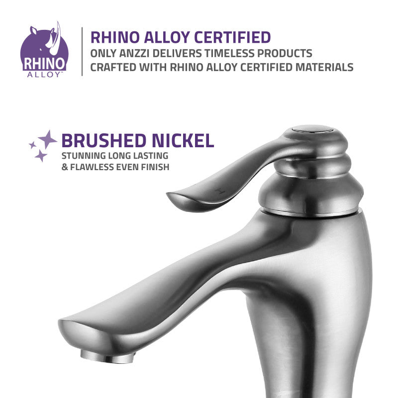 Anfore Single Hole Single Handle Bathroom Faucet in Brushed Nickel
