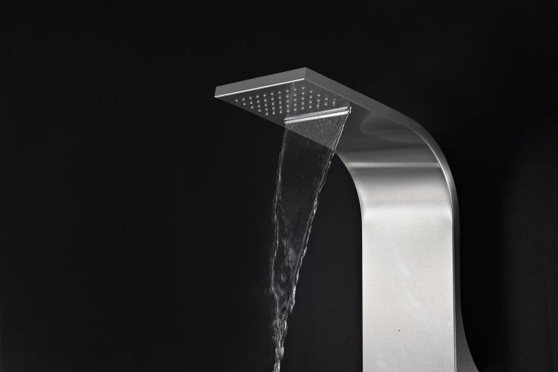 Mesa 64 in. Full Body Shower Panel with Heavy Rain Shower and Spray Wand in Brushed Steel