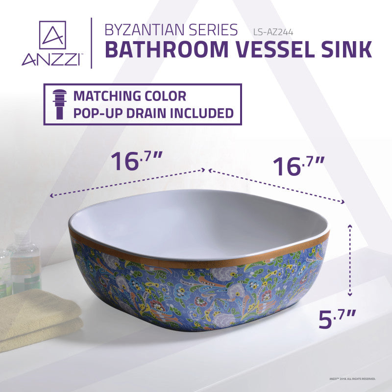 Byzantian Series Ceramic Vessel Sink in Byzantine Mosaic Finish
