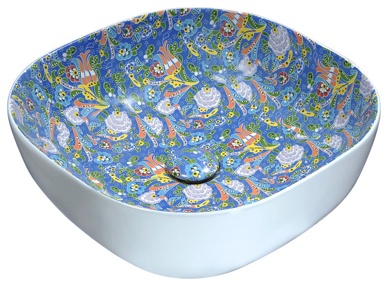 Byzantian Series Ceramic Vessel Sink in Mosaic Blue