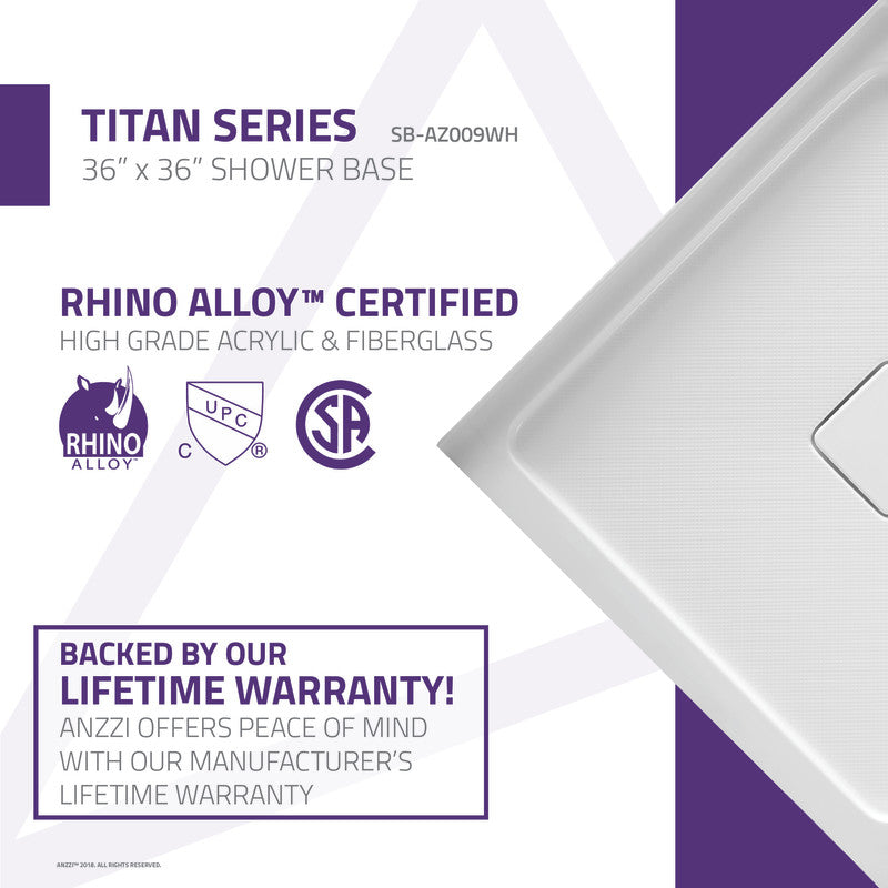 36 in. x 36 in. Double Threshold Shower Base in White