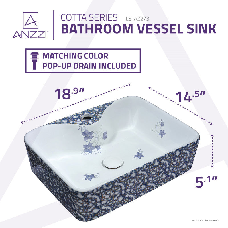 Cotta Series Ceramic Vessel Sink in Blue