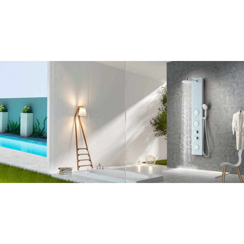 Mare Series 60 in. Full Body Shower Panel System with Heavy Rain Shower and Spray Wand in White