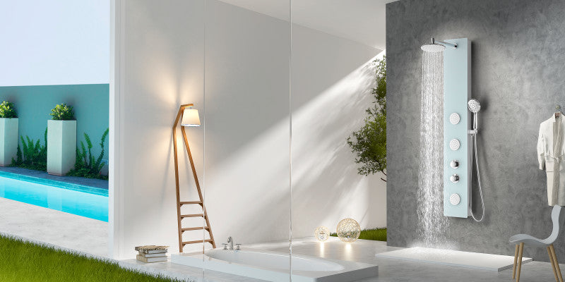 Titan Series 60 in. Full Body Shower Panel System with Heavy Rain Shower and Spray Wand in White