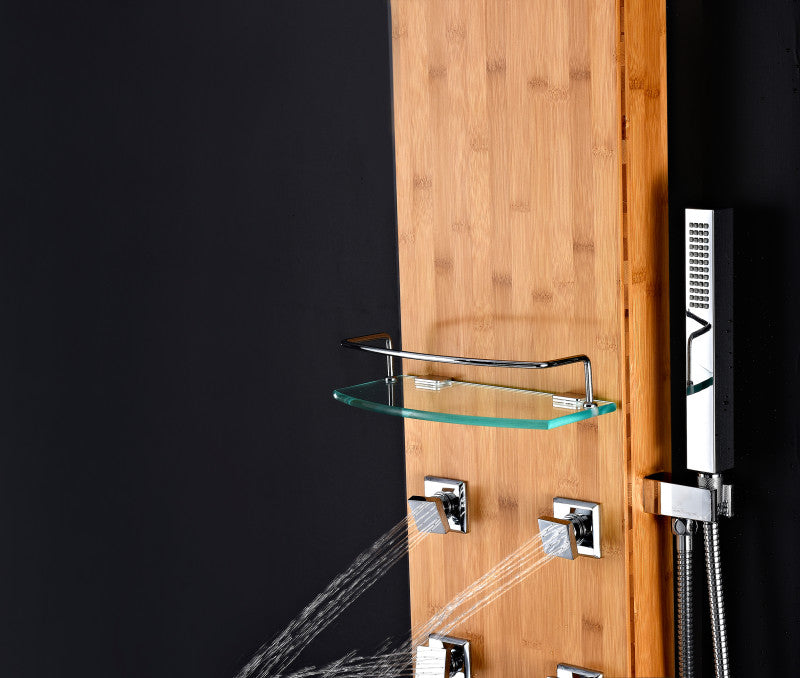 Mansion 60 in. Full Body Shower Panel with Heavy Rain Shower and Spray Wand in Natural Bamboo