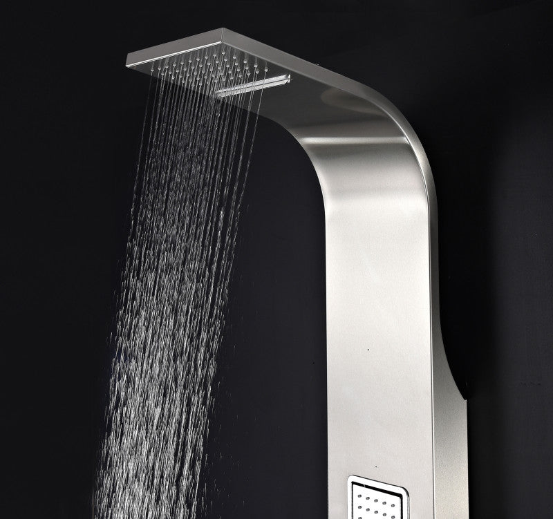 Mesa 64 in. Full Body Shower Panel with Heavy Rain Shower and Spray Wand in Brushed Steel