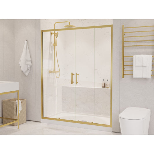 ANZZI Enchant 70-in. x 60.4-in. Framed Sliding Shower Door in Brushed Gold