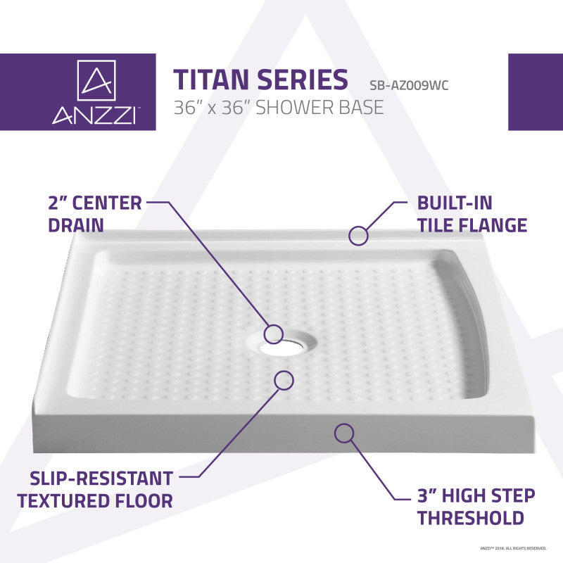 36 in. x 36 in. Shower Base in White