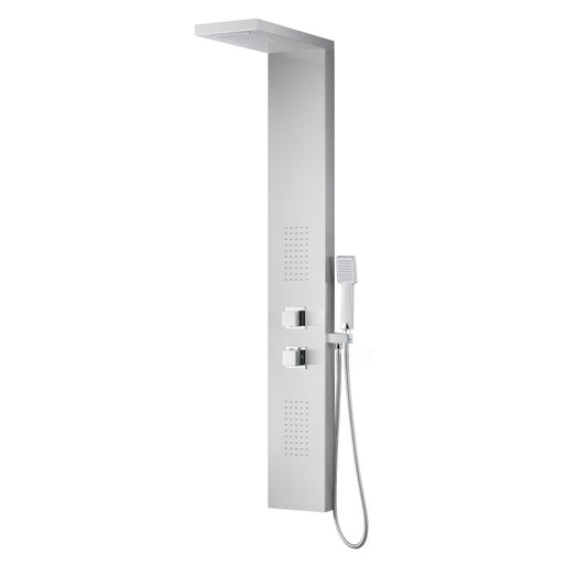 Expanse 57 in. Full Body Shower Panel with Heavy Rain Shower and Spray Wand in Brushed Steel