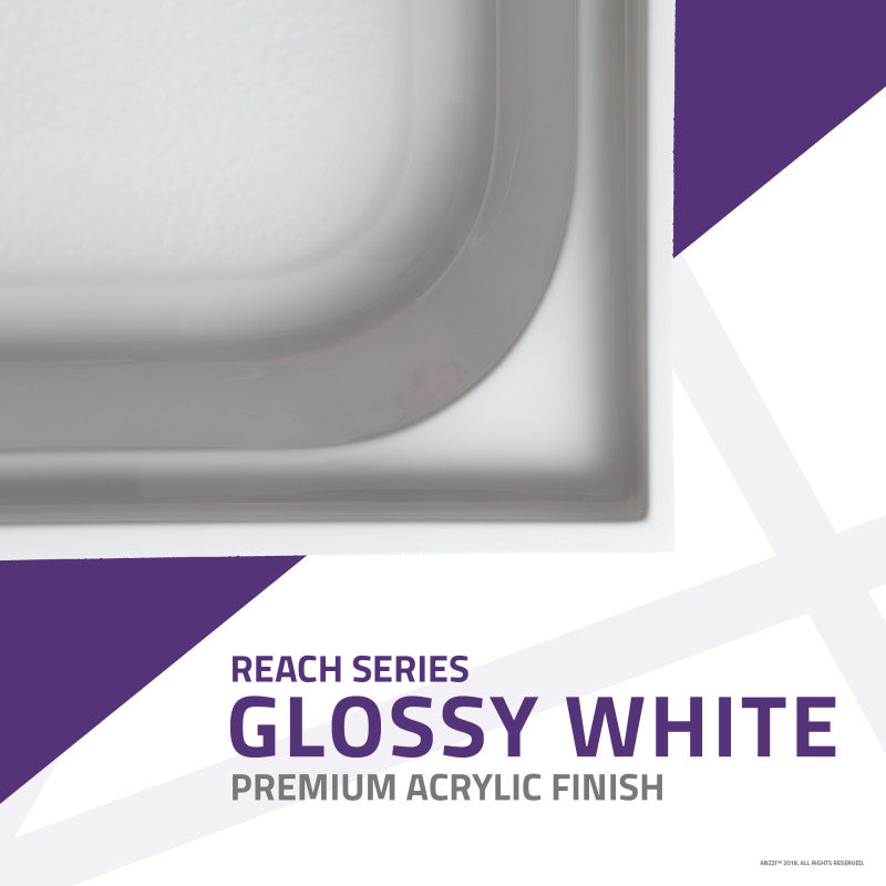 Reach Base Series 36 in. L x 48 in. W Alcove Shower Shower Pan Base with Center Drain in Glossy White Marine Acrylic