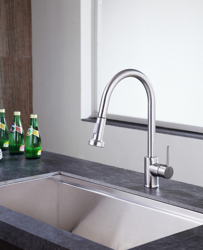 Tycho Single-Handle Pull-Out Sprayer Kitchen Faucet in Brushed Nickel