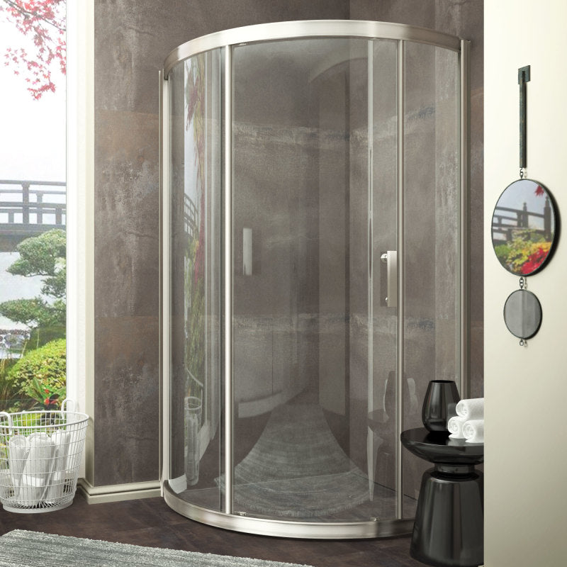 Baron Series 39 in. x 74.75 in. Framed Sliding Shower Door in Brushed Nickel