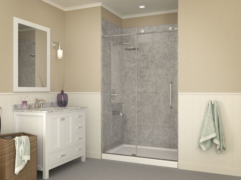 Forum Base Series 48 in. L x 32 in. W Alcove Shower Shower Pan Base with Reversible Drain in Glossy White Marine Acrylic