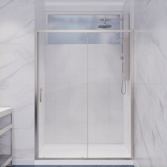 Halberd 48 in. x 72 in. Framed Shower Door with TSUNAMI GUARD in Brushed Nickel