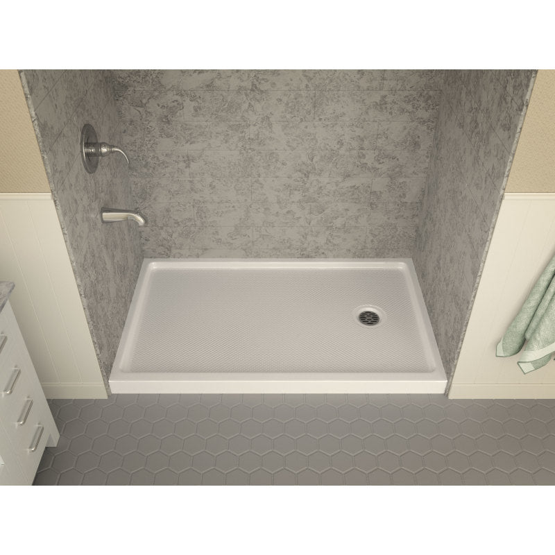 Colossi Base Series 36 in. L x 60 in. W Alcove Shower Shower Pan Base with Right Drain in Glossy White Marine Acrylic