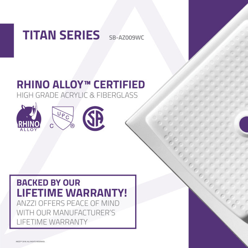 Titan Base Series 36 in. L x 36 in. W Corner Shower Shower Pan Base with Center Drain in Glossy White Marine Acrylic