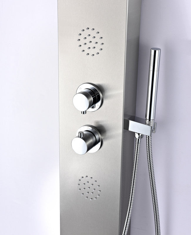 Vanzer 52 in. Full Body Shower Panel with Heavy Rain Shower and Spray Wand in Brushed Steel