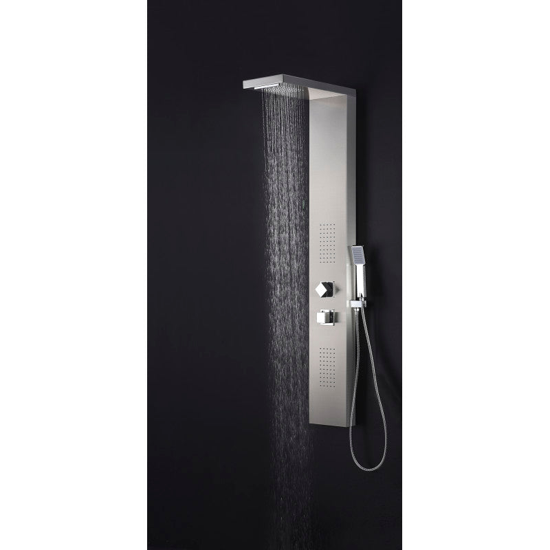 Expanse 57 in. Full Body Shower Panel with Heavy Rain Shower and Spray Wand in Brushed Steel