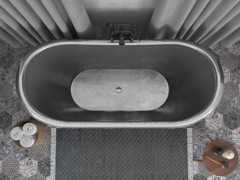 Ionian 67 in. Handmade Copper Double Slipper Flatbottom Non-Whirlpool Bathtub in Hammered Antique Copper