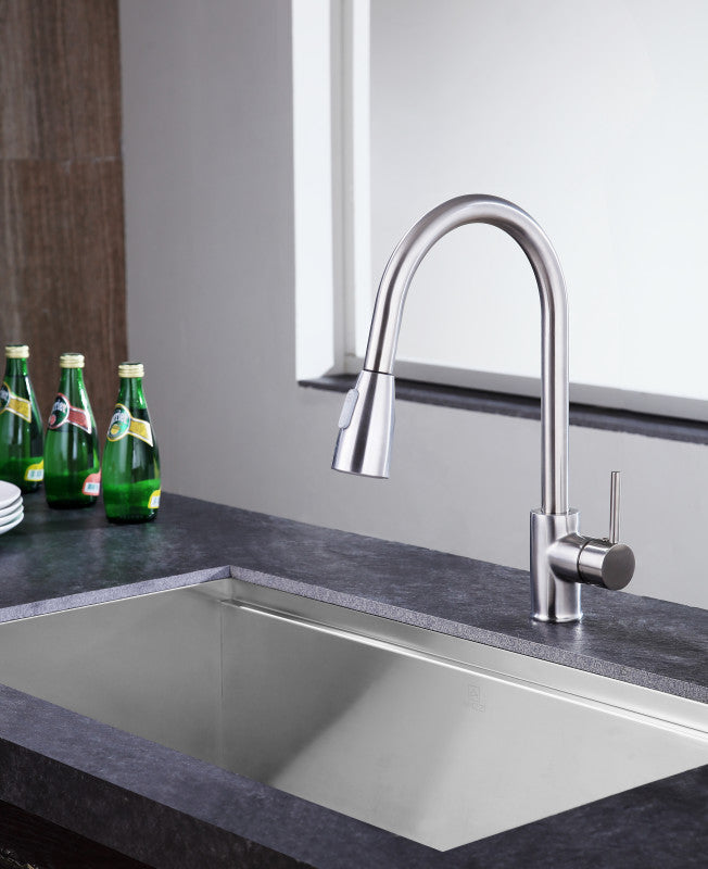 Sire Single-Handle Pull-Out Sprayer Kitchen Faucet in Brushed Nickel