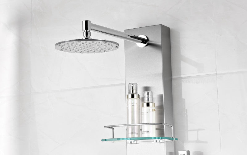 Pioneer 44 in. Full Body Shower Panel with Heavy Rain Shower and Spray Wand in Brushed Steel