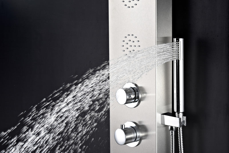 Mayor 64 in. Full Body Shower Panel with Heavy Rain Shower and Spray Wand in Brushed Steel