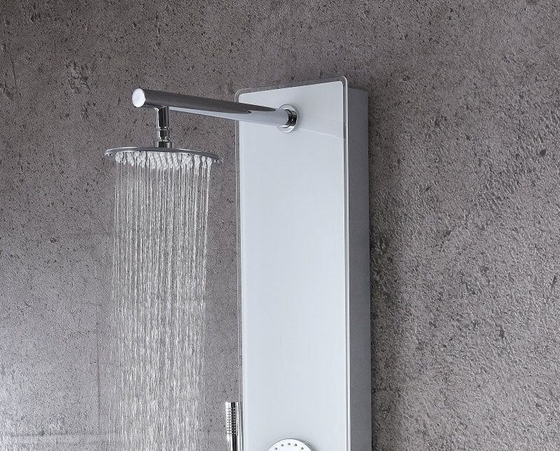 Lynx 58 in. 3-Jetted Full Body Shower Panel with Heavy Rain Shower and Spray Wand in White