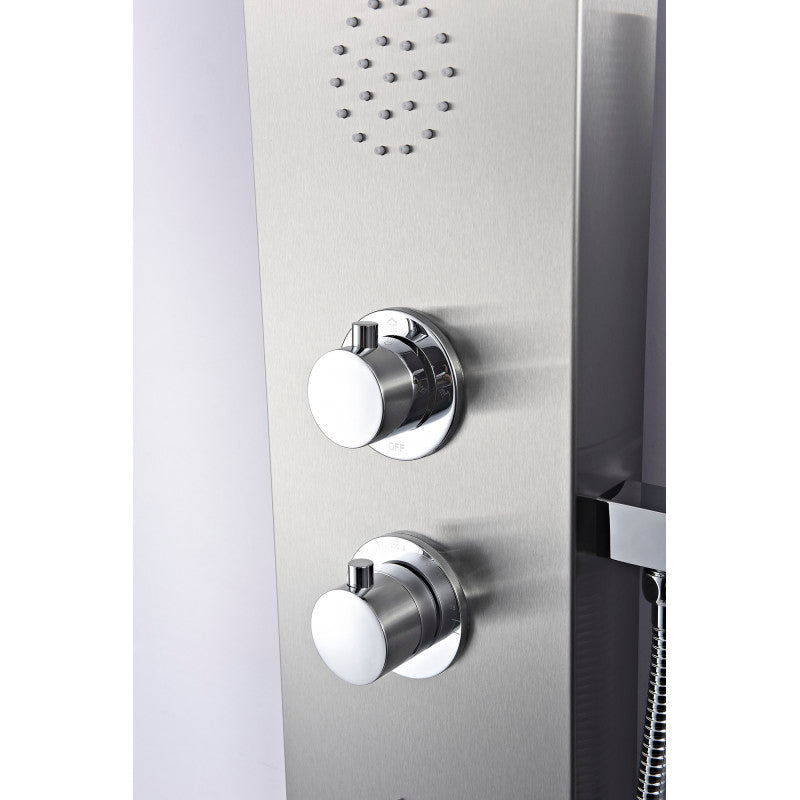 Praire 64 in. Full Body Shower Panel with Heavy Rain Shower and Spray Wand in Brushed Steel