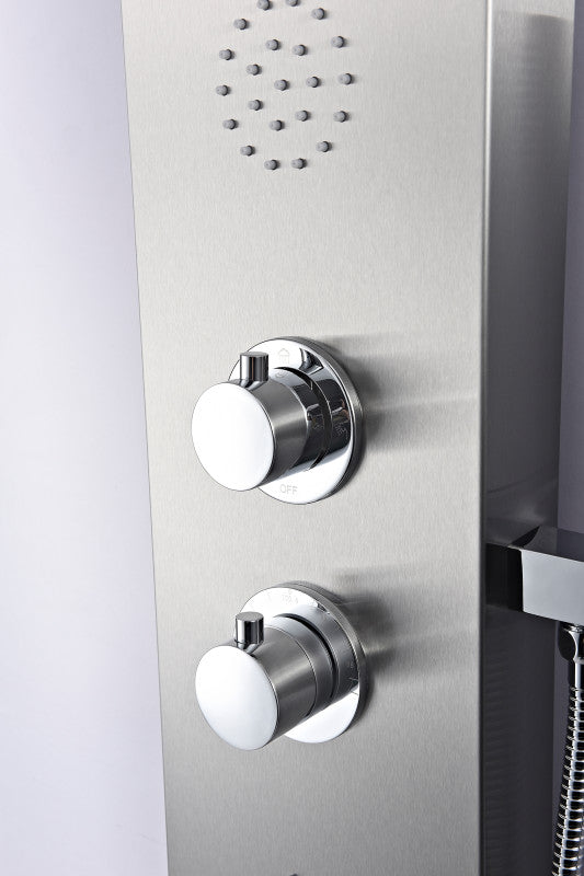 Mayor 64 in. Full Body Shower Panel with Heavy Rain Shower and Spray Wand in Brushed Steel