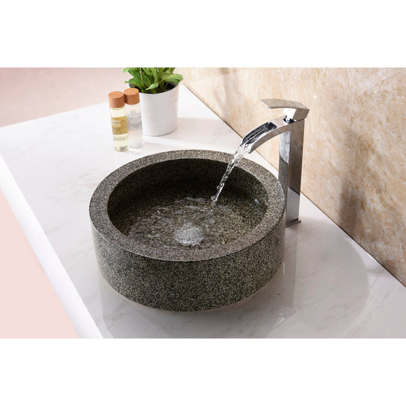 Black Desert Crown Vessel Sink in Speckled Stone