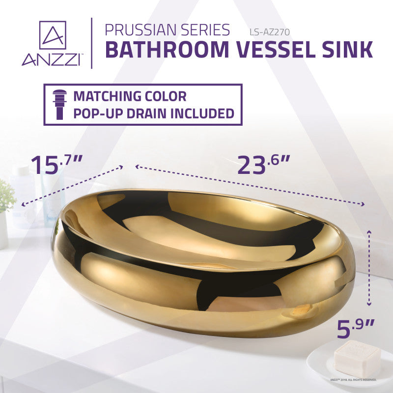 Prussian Series Ceramic Vessel Sink in Gold