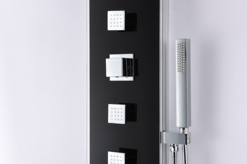 Llano Series 60 in. Full Body Shower Panel System with Heavy Rain Shower and Spray Wand in Black