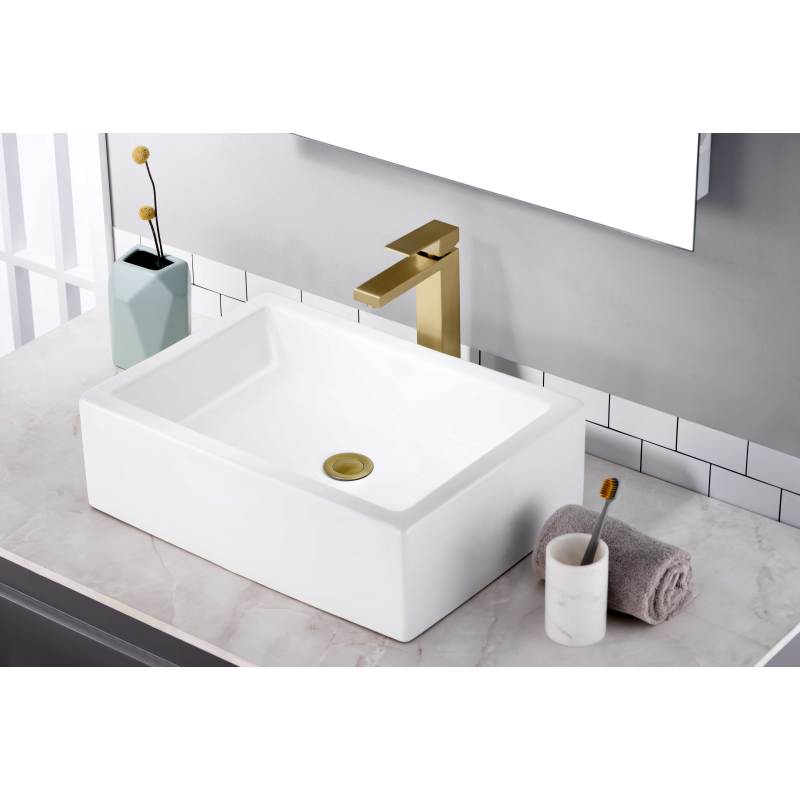 Enti Series Single Hole Single-Handle Vessel Bathroom Faucet in Brushed Brass