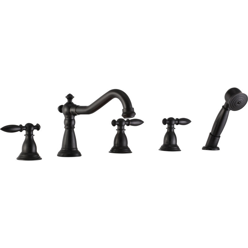 Patriarch 2-Handle Deck-Mount Roman Tub Faucet with Handheld Sprayer in Oil Rubbed Bronze